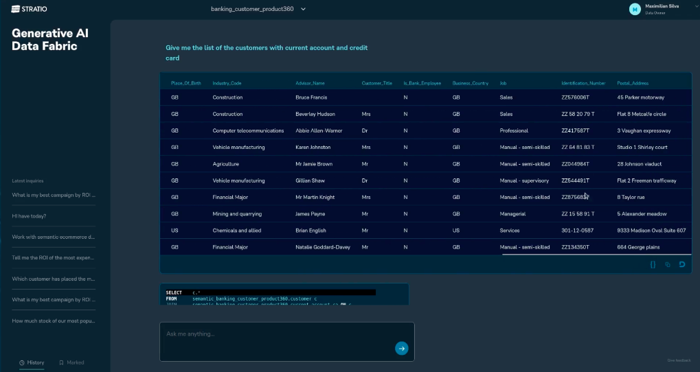 Automated Creation of Data Products with Stratio Generative AI Data Fabric with strong security & governance for data consolidation